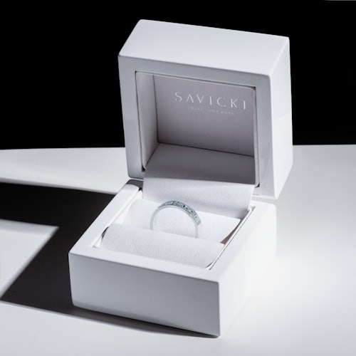 Obrączka partnerska Sign of Love®: białe złoto, diament, płaska, 4mm